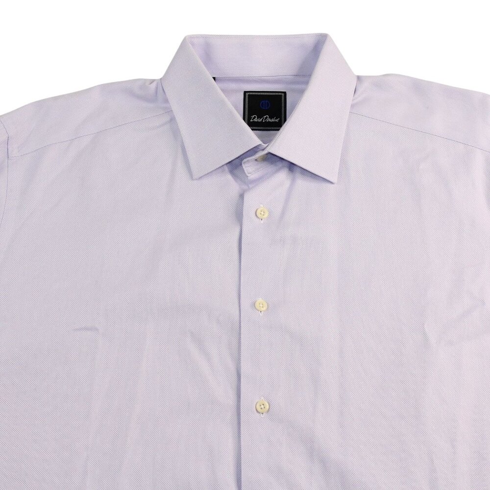 David Donahue Mens Neck 17 Light Purple Dress Shirt Business Attire - Picture 6 of 11